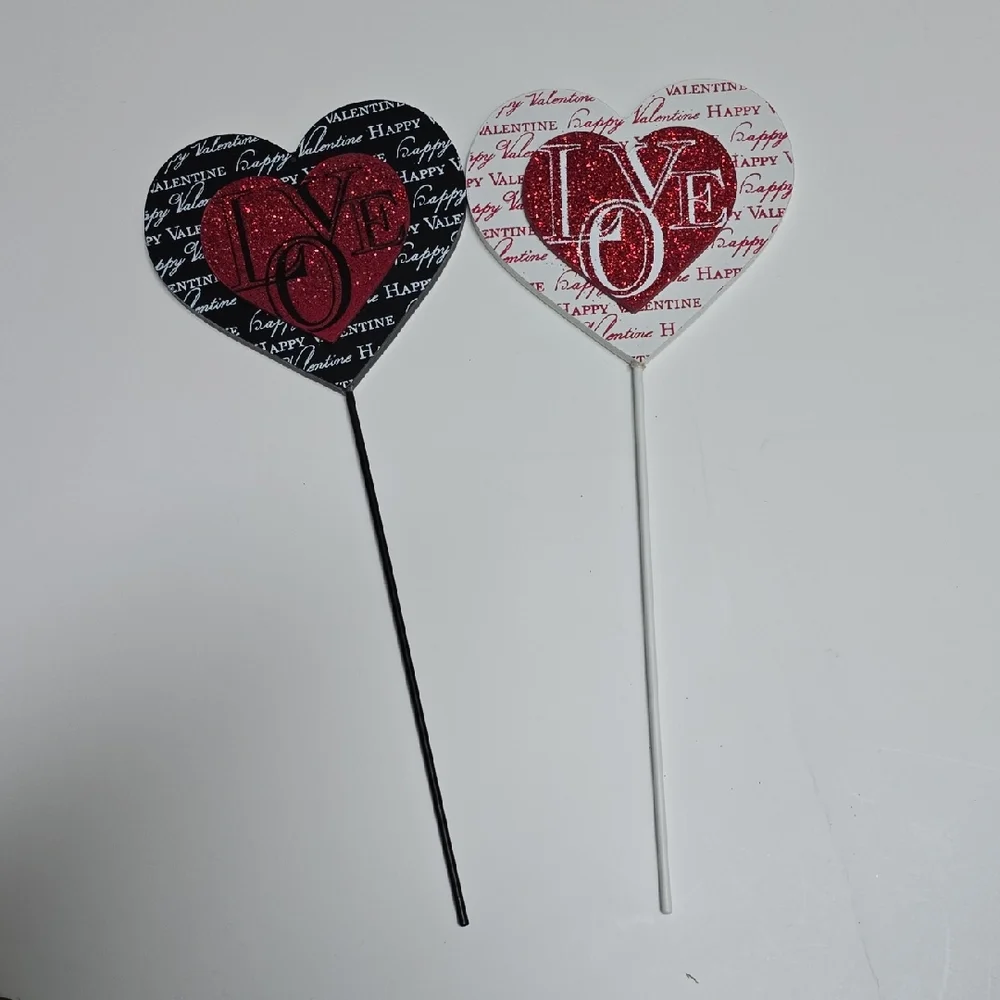 Valentine's Heart Party Picks - Black and White